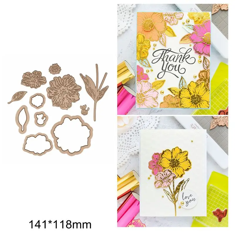 

Metal Cutting Dies And Hot Foil Plates Mix Hot Selling Beauty Flower Leaves Scrapbook Cards Embossing Paper New Dies 2019 Craft