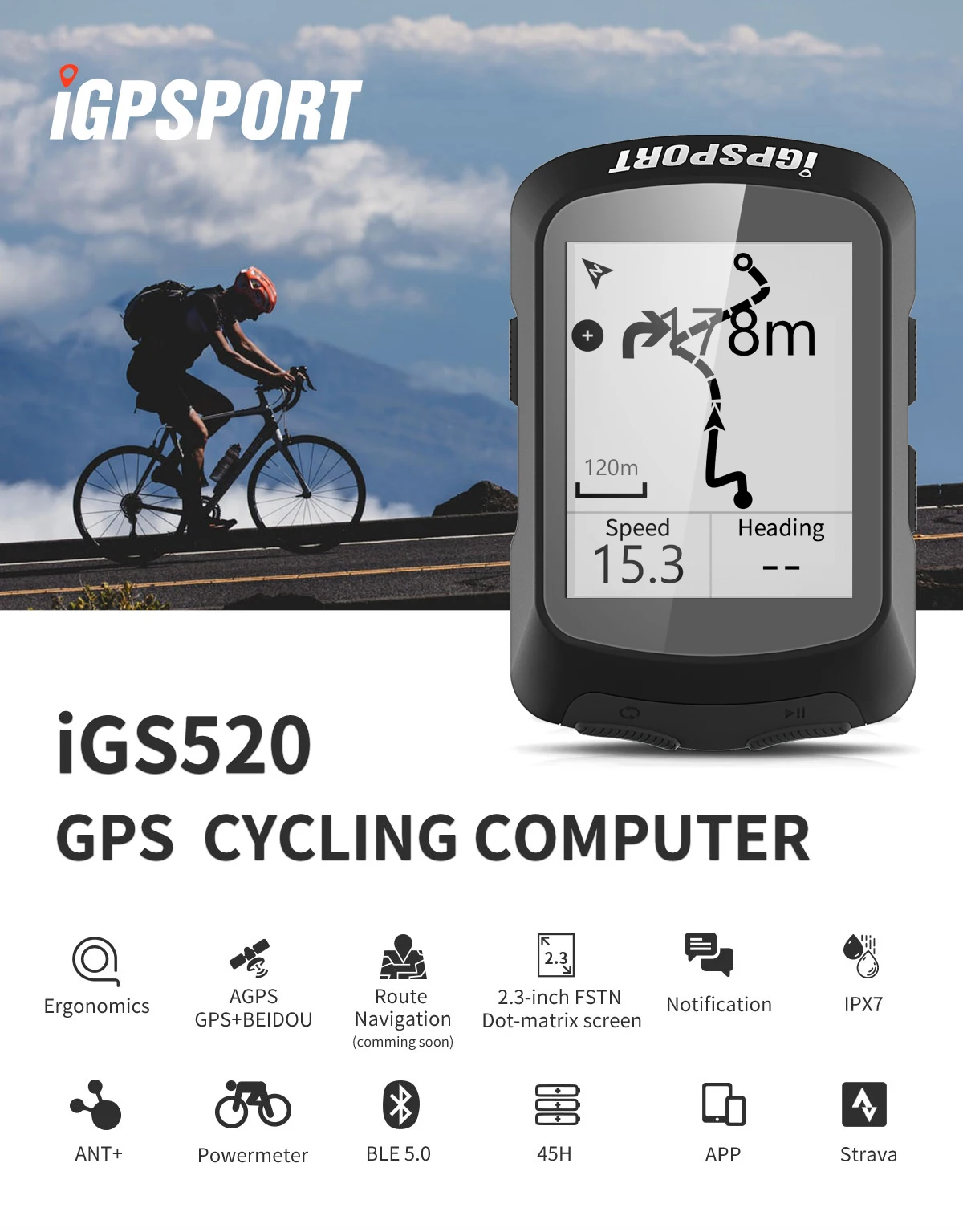 Igpsport Igs520 Gps Hr60 Heart Rate Sensor Cycling Computer Have Ant+
