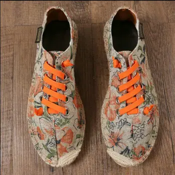 

Mens Shoes Spring Espadrilles Men Canvas Shoes Men Breathable Men's Loafers Slip On Solid Linen Fisherman Flat Shoes LA-16