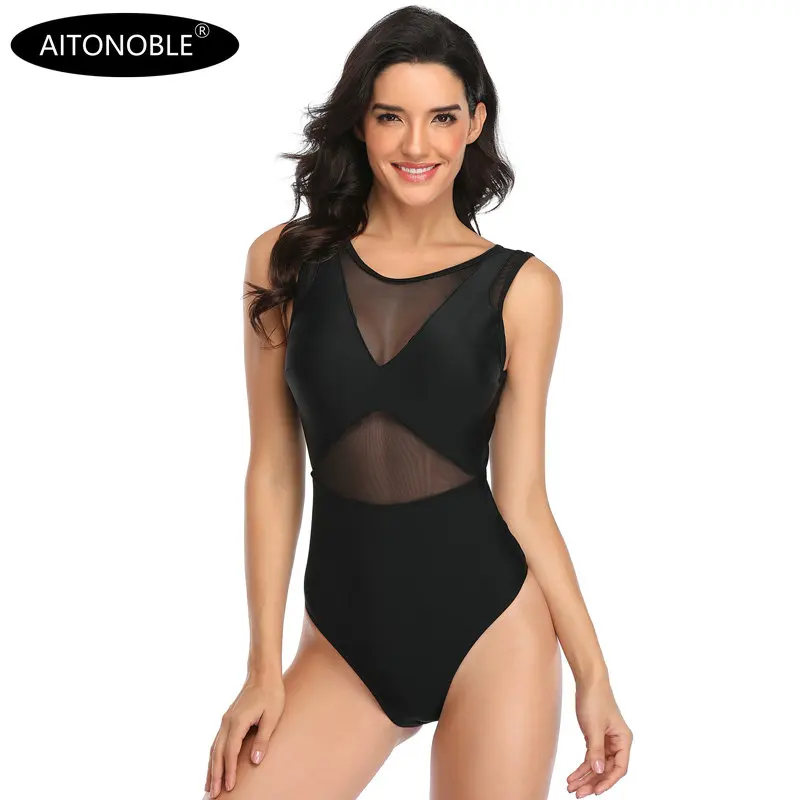 Aitonoble женский сдельный купальник, женский купальник для похудения с сексуальным сетчатым глубоким рашгардом, купальные костюмы