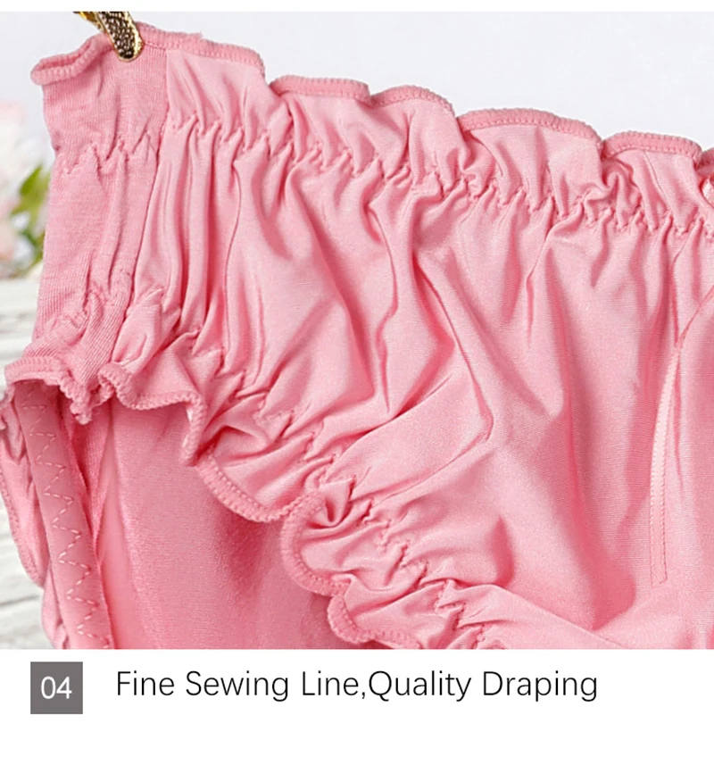 Women's Plus Size Mid Waist Bamboo Fibre Ruffles Rim Panties