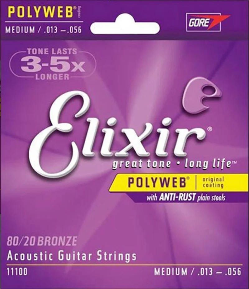 12 упаковок Elixir Polyweb Nanoweb пленочное покрытие Антикоррозийная Акустическая гитара струны электрогитары струны