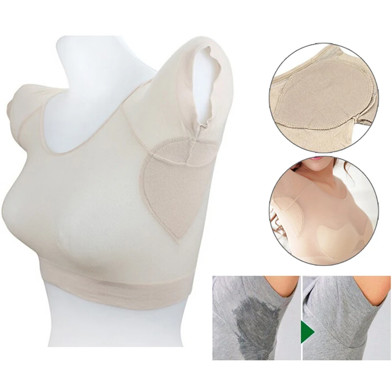 1PC Women T-shirt Shape Sweat Pads Reusable Washable Underarm Armpit Sweat Pads  Absorbent Deodorant Pad