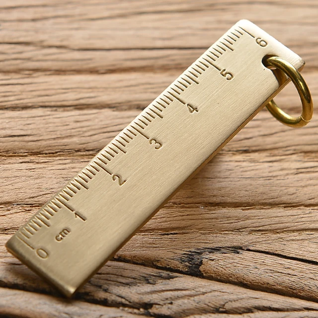 Pure Brass Mini Ruler 15cm12cm6cm Small Copper Ruler Metal Ruler Retro Key  Tag Pendant Stationery - AliExpress