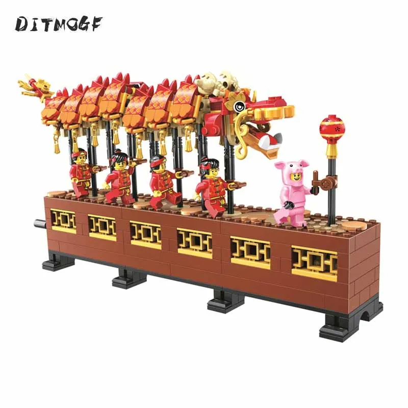 

652PCS Chinese New Year Dragon Dance Festival Asia Exclusive 11140 Figure Building Blocks Toys Compatible