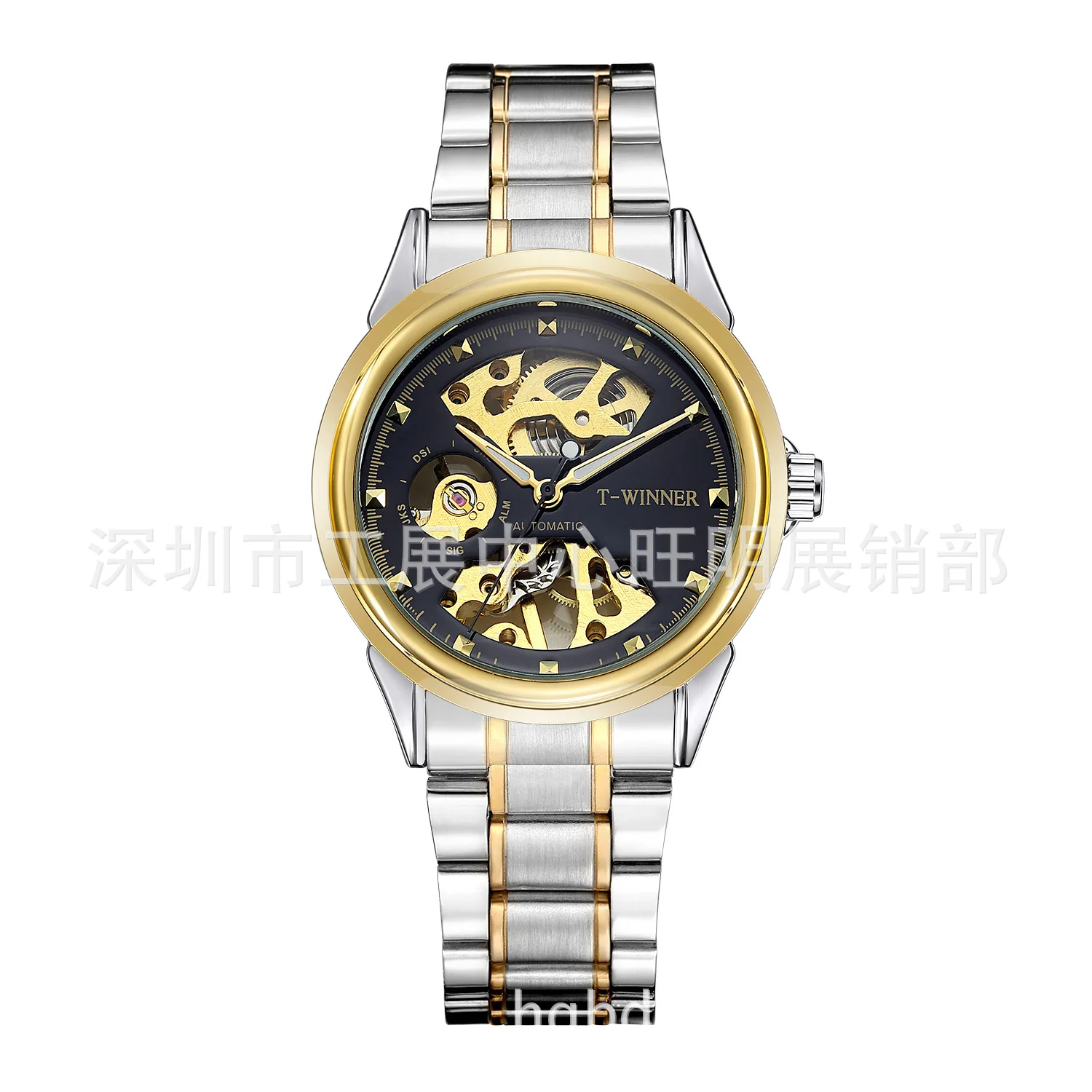 

T-Winner/Winner A025 Small Dial Mechanical Wrist Watch Men Hollow out Machinery Steel Watch Waterproof