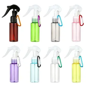 60ML Plastic Perfume Atomiser with Carabiner Hook Makeup Tool Empty Container Lotion Samples Trigger Spray Bottles Sub-bottling