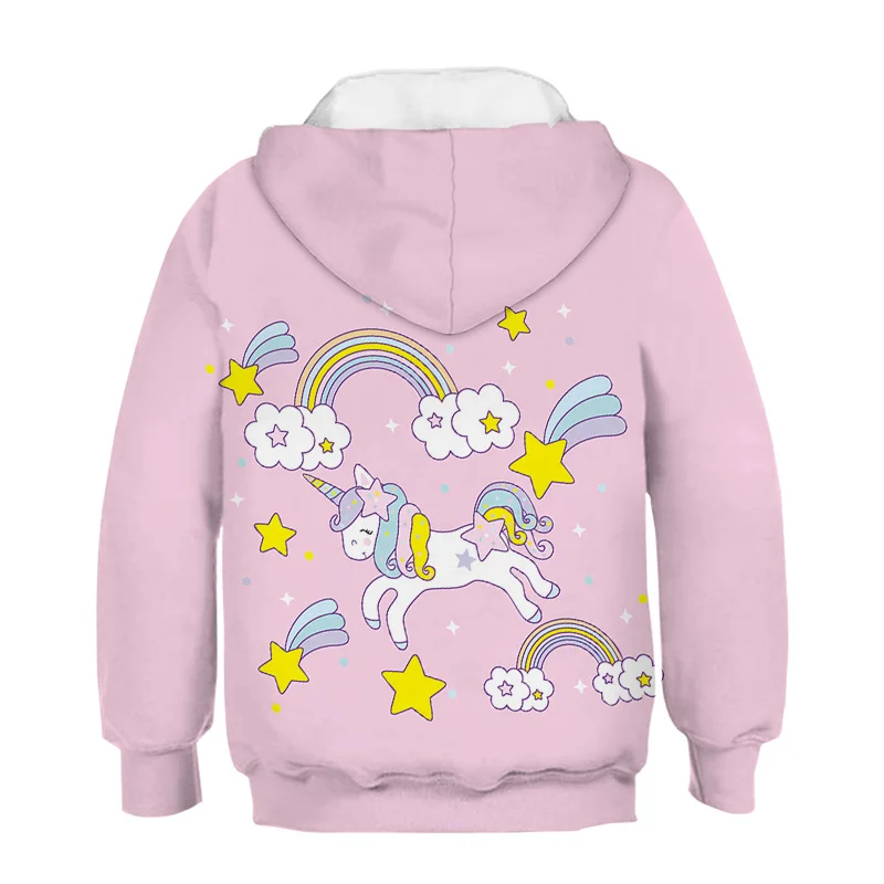 Girls Unicorn Hoodies 4 5 6 7 8 9 10 11 12 -14 Years Kids Sweatshirt Unicorn Hoodies Boys Hooded Autumn and Winter Girl Clothes hoodie black kid