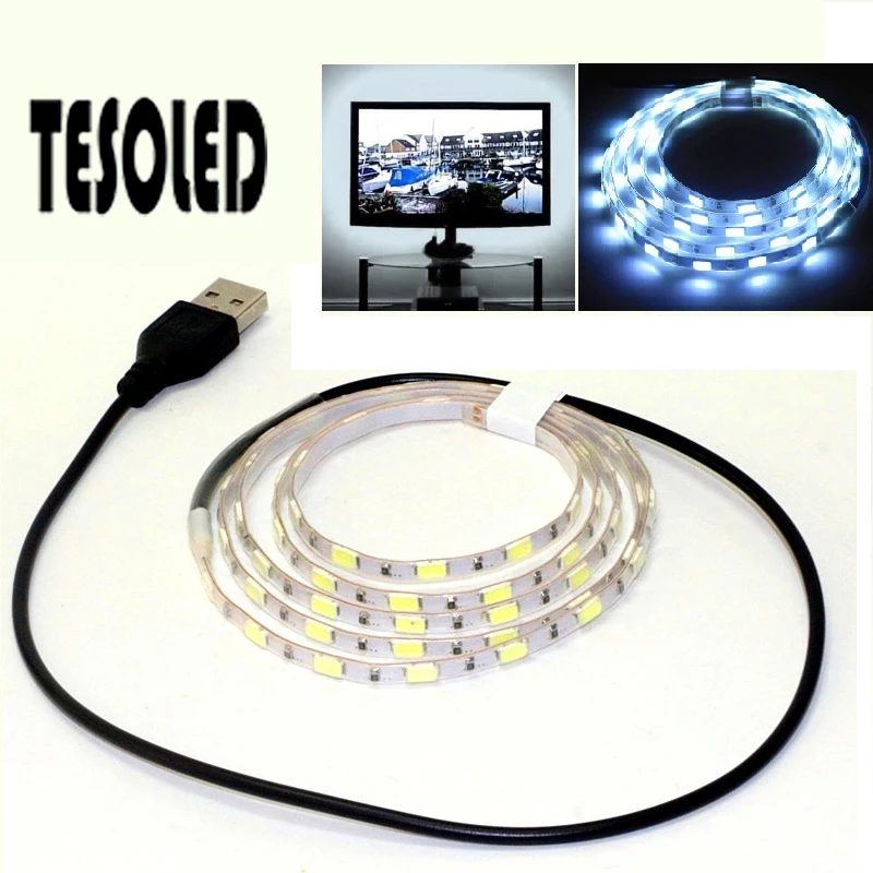 

USB LED Strip lamp 5630SMD 5V Flexible LED light Tape Ribbon 1M HDTV TV Desktop Screen Backlight Bias lighting 8 colors 8.13