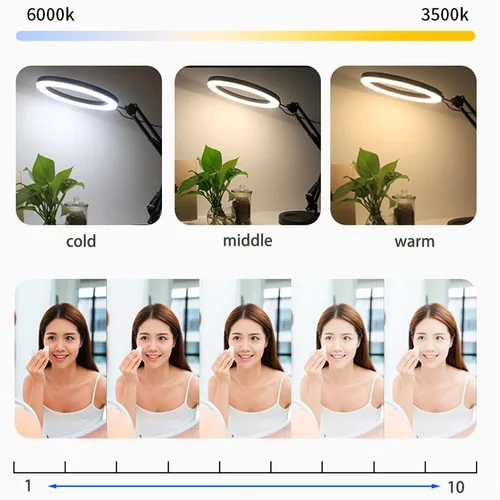 원형 LED 비디오 셀카 링 조명, 사진 필 조명 카메라, 사진 스튜디오 전화 램프, 삼각대 스탠드, 붐 암, 유튜브 3