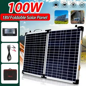 

100W Foldable Polysilicon Solar Panel USB Boat RV Smartphone Charger Power Bank System Solar Panel Kit Complele with Controller