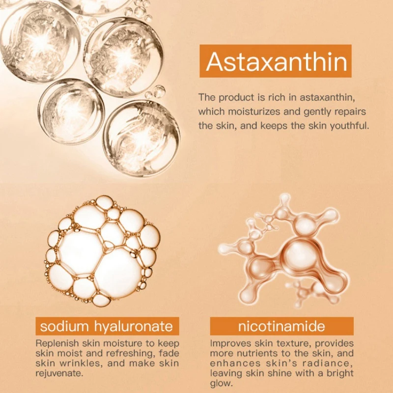 Водный ледяной Левин Astaxanthin Стоковое раствор гиалуроновая аргирелиния пептиды против морщин сыворотка анти-старения эссенция увлажняющий Зин