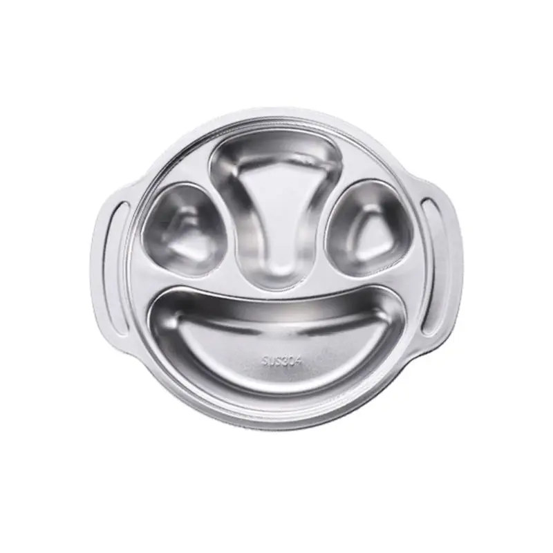 01 Stainless Steel Kids Cartoon Divided Plate Dish Snack Dinner Tray Food Container - Цвет: 01