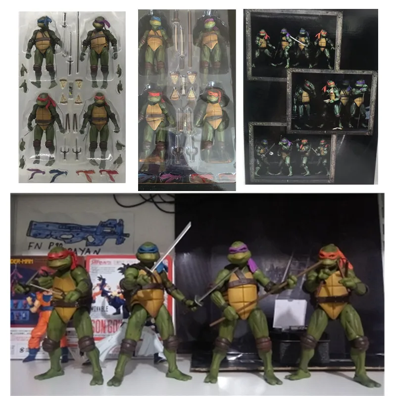 

HOT 4pcs / set Original NECA 1990's Turtles Raphael Leonardo Michelangelo Donatello Action Figure Toys Doll Gift for Kid