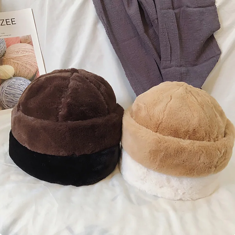 

South Korea INS Plush di zhu mao Women's Winter Versatile Warm Bucket Hat Earmuff Bucket Hat Korean-style Yuppie Skullcap