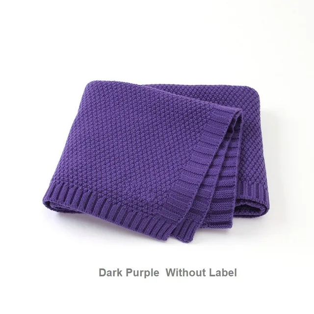 Детское одеяло, вязаные шерстяные одеяла для новорожденных, супер мягкий шарф для младенцев, пеленание для детей, материал для ежемесячных детских постельных принадлежностей - Цвет: Dark Purple No Label
