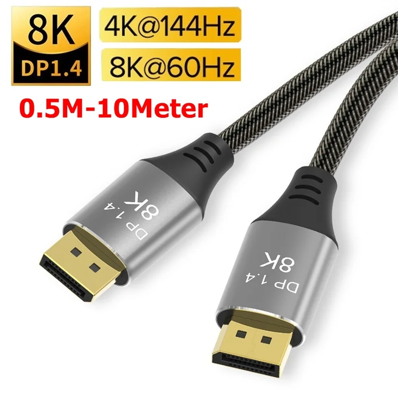 8K Displayport1.4 Cable Real 8K @ 60Hz 4K @ 144Hz Displayport Converter 0.5M-10Meter
