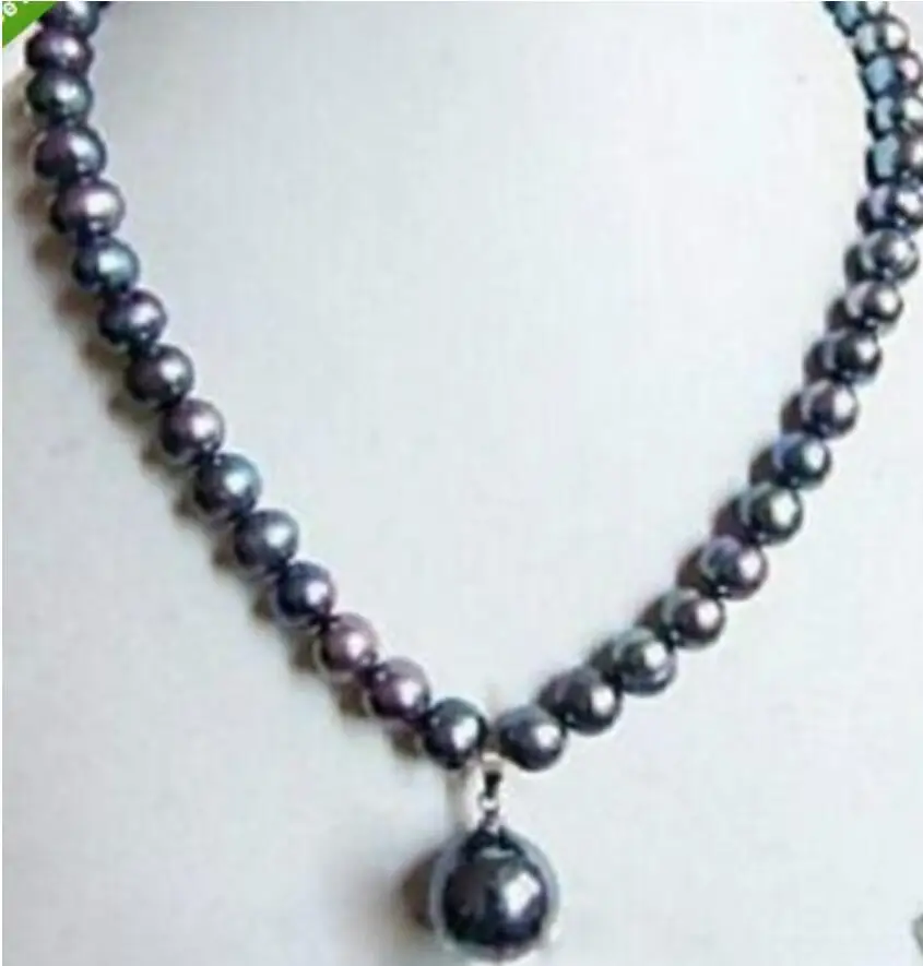 Free Shipping ELEGANT TAHITIAN NATURAL BLACK PEARL NECKLACE PENDAN | Украшения и аксессуары
