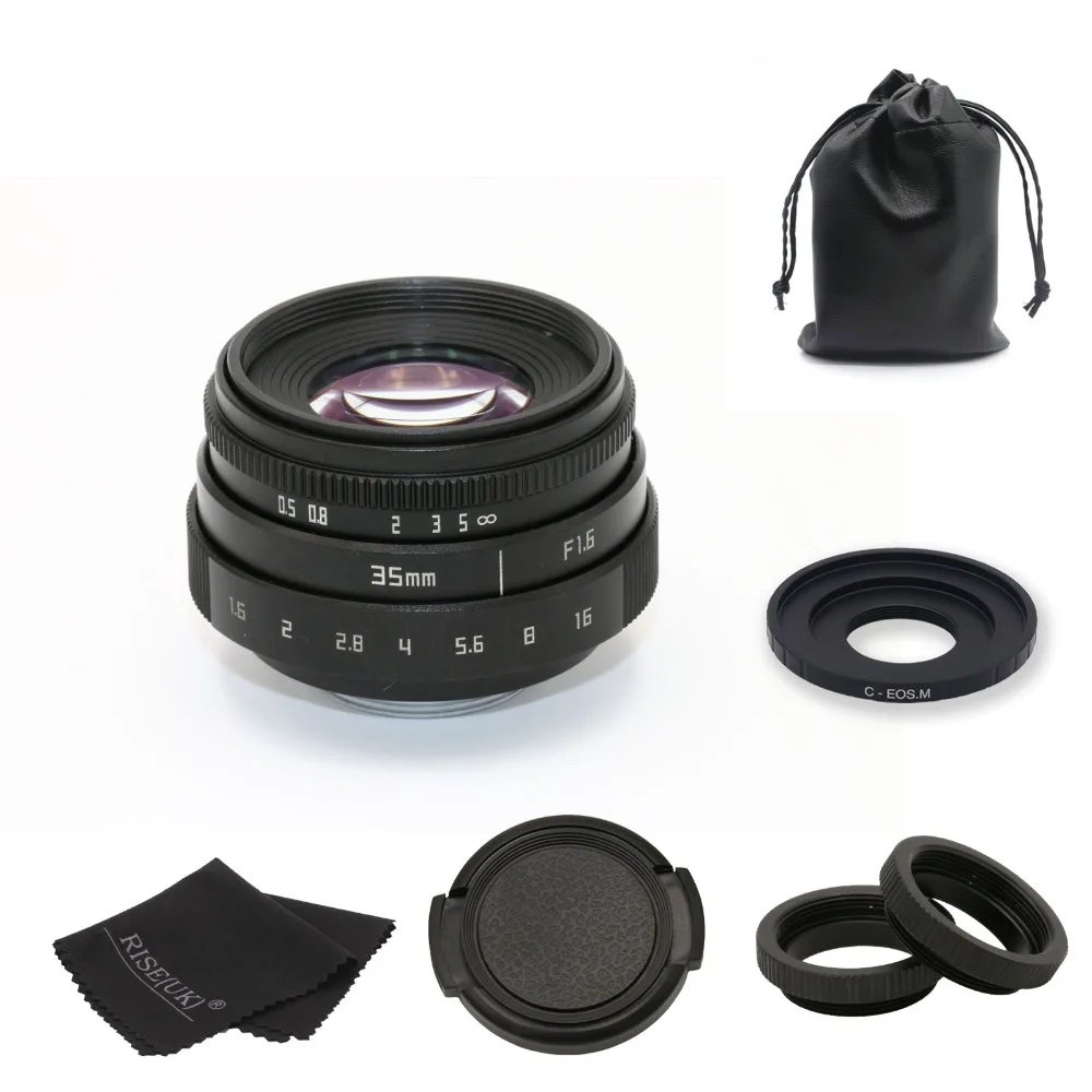 

FUJIAN 35mm f1.6 C Mount camera CCTV Lens II +C mount adapter ring+Macro For Canon EOS M EF-M Mirrorless