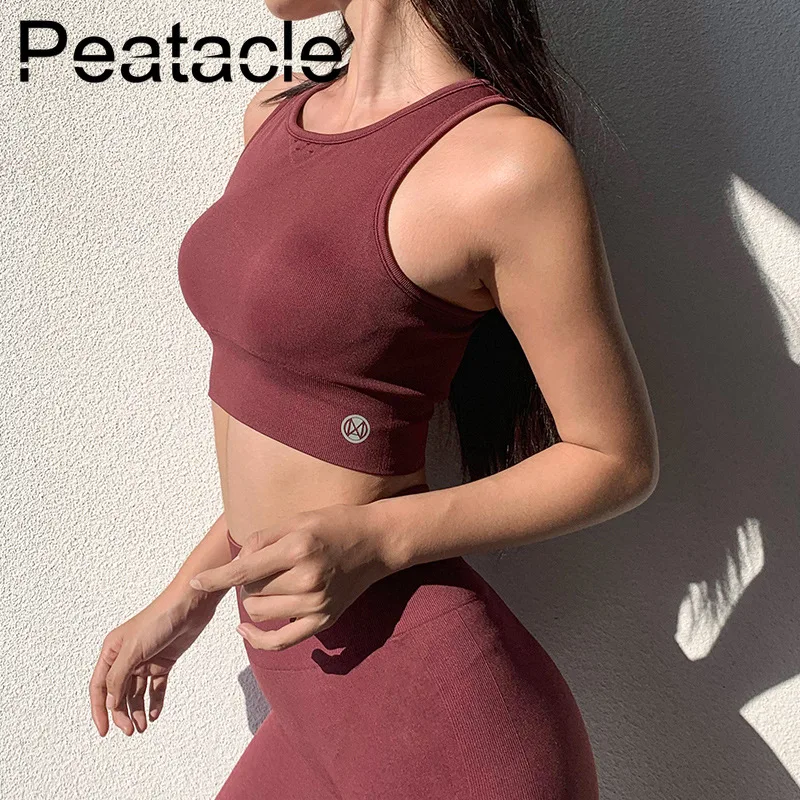 Peatacle Seamless Workout Top Sport Bras Padded Push Up Bra Yoga Gym Sports Fitness Running High Impact 2020 New