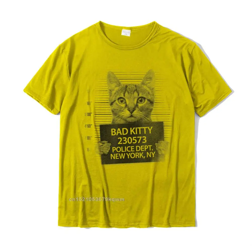 LeisureHip hop Short Sleeve Tops & Tees Thanksgiving Day Rife Crewneck 100% Cotton Tee-Shirts Men Tshirts Funny  Bad Kitty Cat Police Line Up Funny Cats T-shirt Unisex__5052 yellow