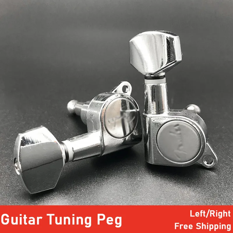 Tuning Pegs Peg-Machine Guitar Logo 6PCS Head-Chrome-Black-Gold DIY FD