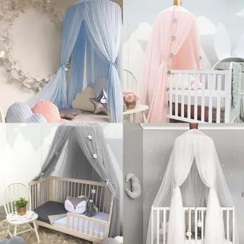 

Baby Cotton Mosquito Net Dome Bed Canopy Round Mosquito Net Kid Play Tent Hanging House Decoration for Infants Crib Netting Tent