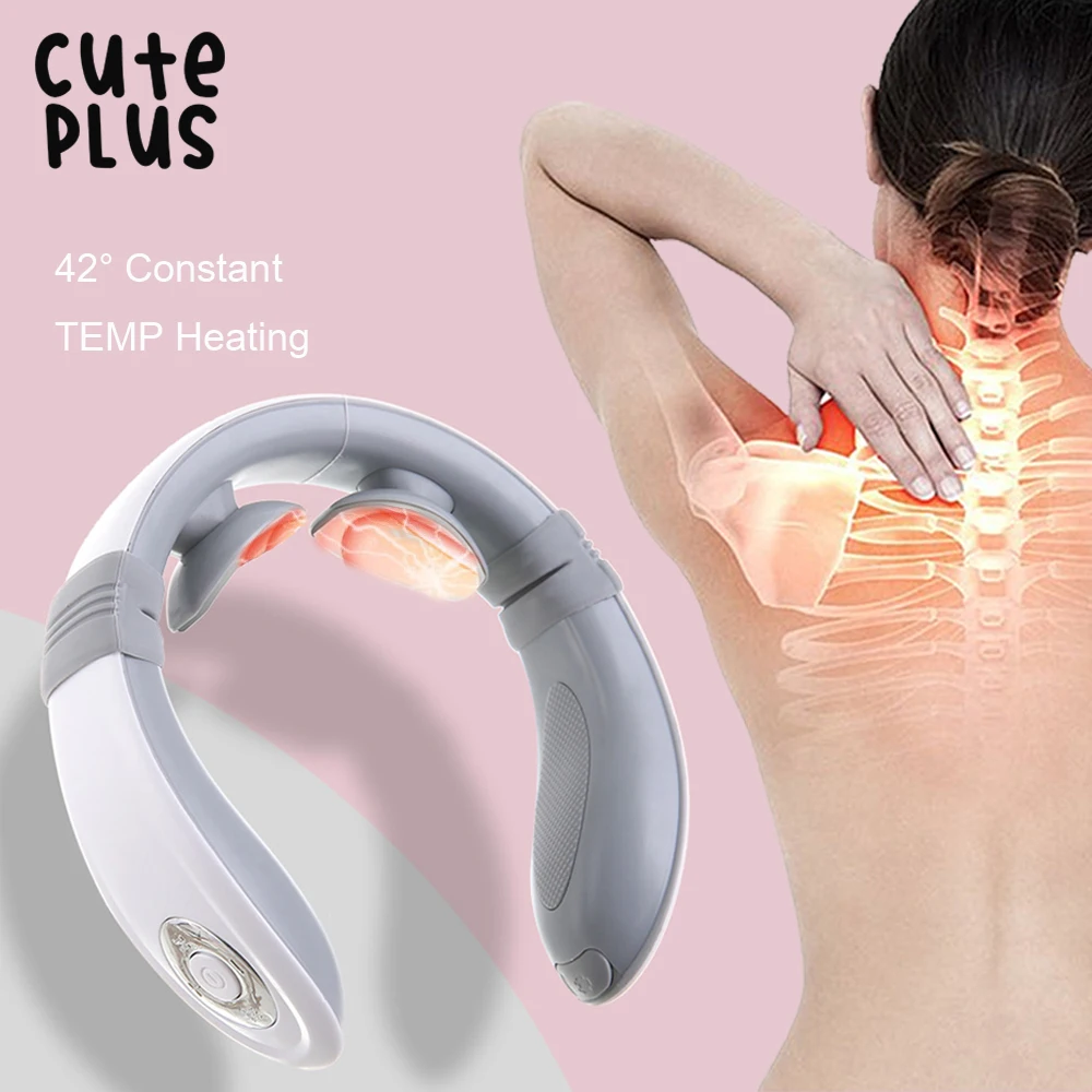

Cuteplus Electric Pulse Neck Massager USB Charge Portable Smart Neck Massage with heat Pain Relief Tool Health Care Relaxation