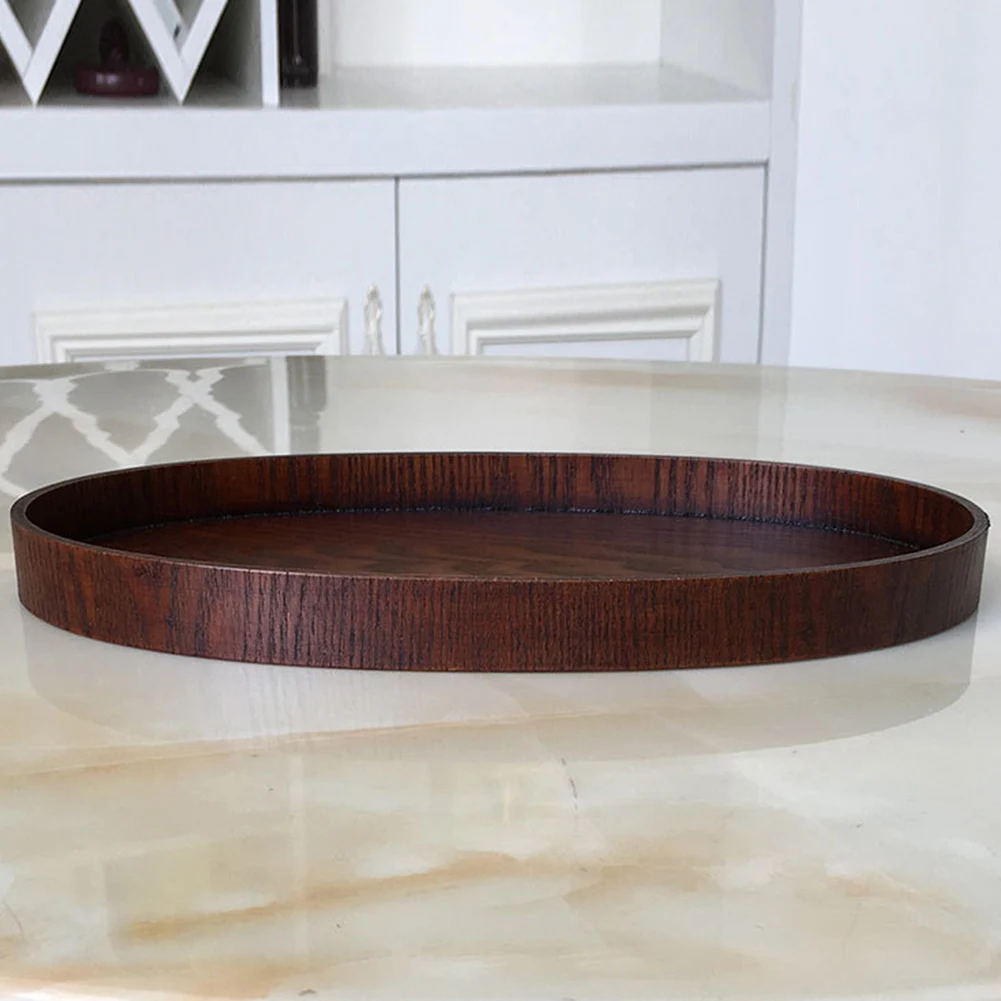 Snack Kitchen Holder Food Keeper Home Decor Easy Clean Desktop Fruit Restaurant Dessert Display Wooden Plate Oval Storage Tray