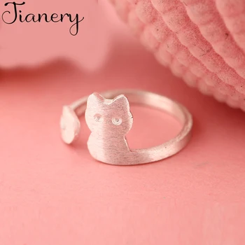 

JIANERY 2019 New Brand Jewelry 925 Sterling Silver Cat Rings For Women Opening Finger Rings High Quality