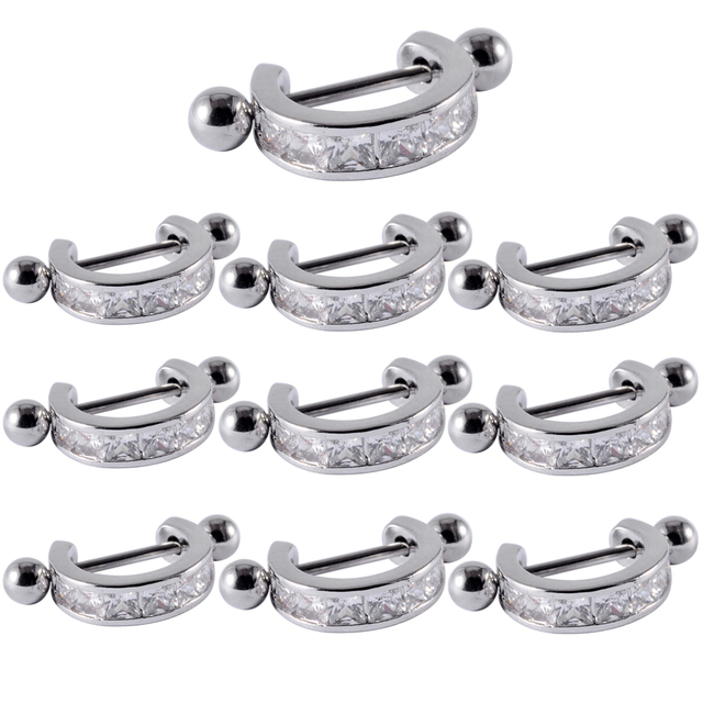 Surgical Steel Barbell CZ Gem Hoop Ear Tragus Cartilage Helix Earrings Ear Studs Ear Cuff Rook Woman Lobe Piercing Jewelry