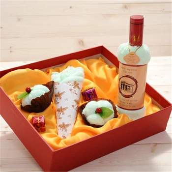 

High-grade Creative Wine Bottle Shape Towel Gift Present Soft Face Bath Towel Gift Textile Wedding Gift Wedding Business gift