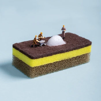 

3 pcs/lot Scrub Sponges Heavy Duty Scrub Sponge Powerful Scrubbing For Stuck-on Messes