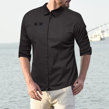 

2019 hot new products Fashion Mens Long Sleeve Casual Fit Silm Shirt Blouse Pocket Top Dropshipping Low price discount