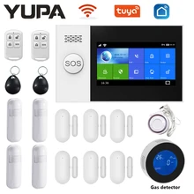 YUPA – Kit système d'alarme de sécurité domestique filaire, wi fi, 433MHz, sans fil, avec détecteur de gaz, capteur de porte, application SmartLife, TUYA 