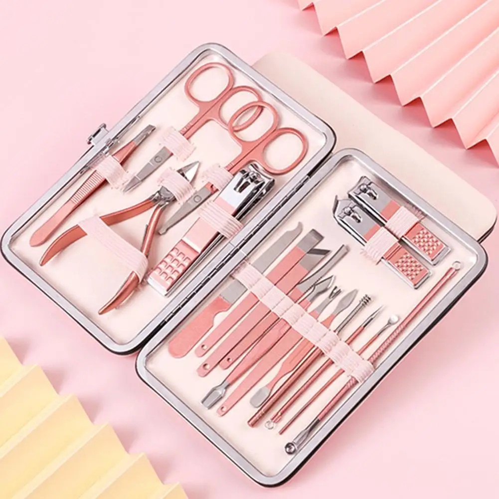 

Portable Anti-slip Stainless Steel Manicure Pedicure Cutter Cuticle Kit Clippers Nail Care Case Set J2U0