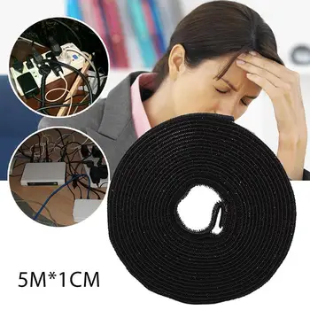 

Cable Management Convenient Reusable 5Mx1cm Magic Sticker Strap Charging Line Cable Ties Fastener Roll Wrap