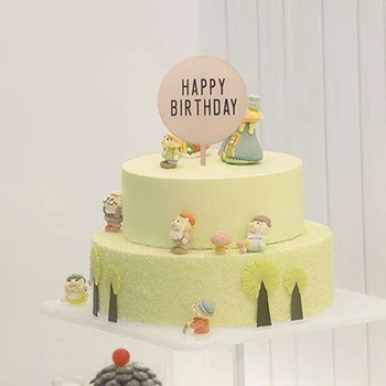 

10pcs/Pack Cakes Printed Cards Happy Birthday Hats Decorative Wood Home Party Cake Supplies Wedding Decoration