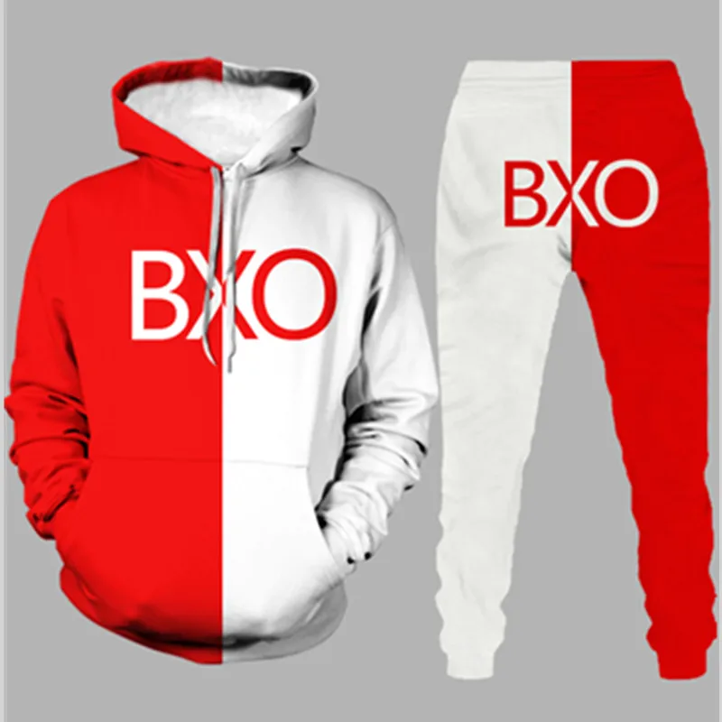 

Among Us Tide Brand BXO Letter Printed Hooded Sweatshirt Men Sets Casual Pullover Top and Sports Pants 2 Packs Couple Tracksuit
