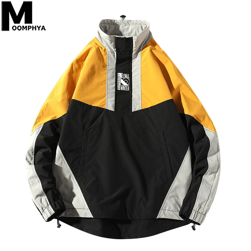 

Men Clothes 2019 Splicing Pullovers Jacket Men Stylish Stand Collar Coat Men Streetwear Hip Hop Windbreaker Men's Jacket