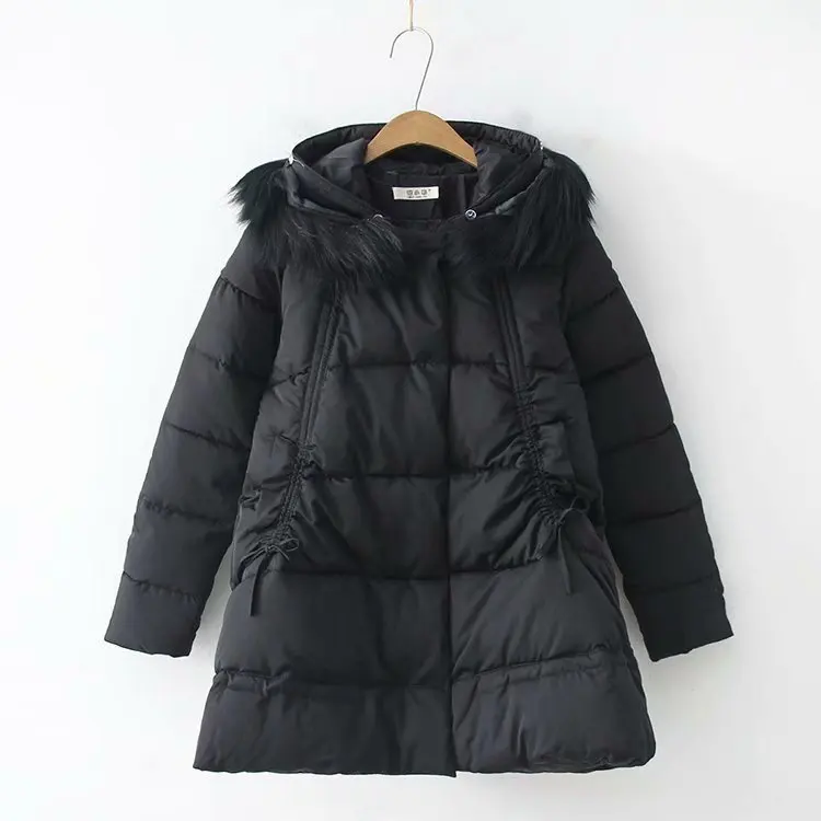 

Korean-style Fall And Winter Clothes New Style Hooded Large Fur Collar Lace-up down Feather Cotton Jacket Loose And Plus-sized C