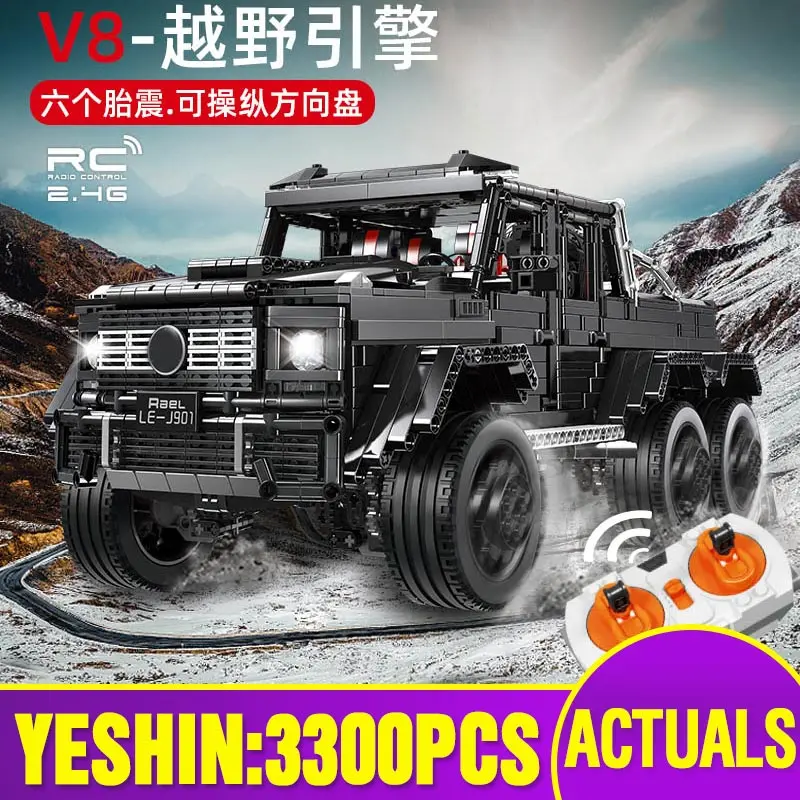 MOC Technic автомобиль BENZES G63 AMGS 6*6 LAND CRUISER с дистанционным управлением строительные