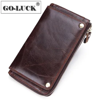 

Business OL Men Wallet Cowhide Leather Mobile Phone Clutch Bag Men's Multi-functions Card Holder Passport Wallets Billfolder