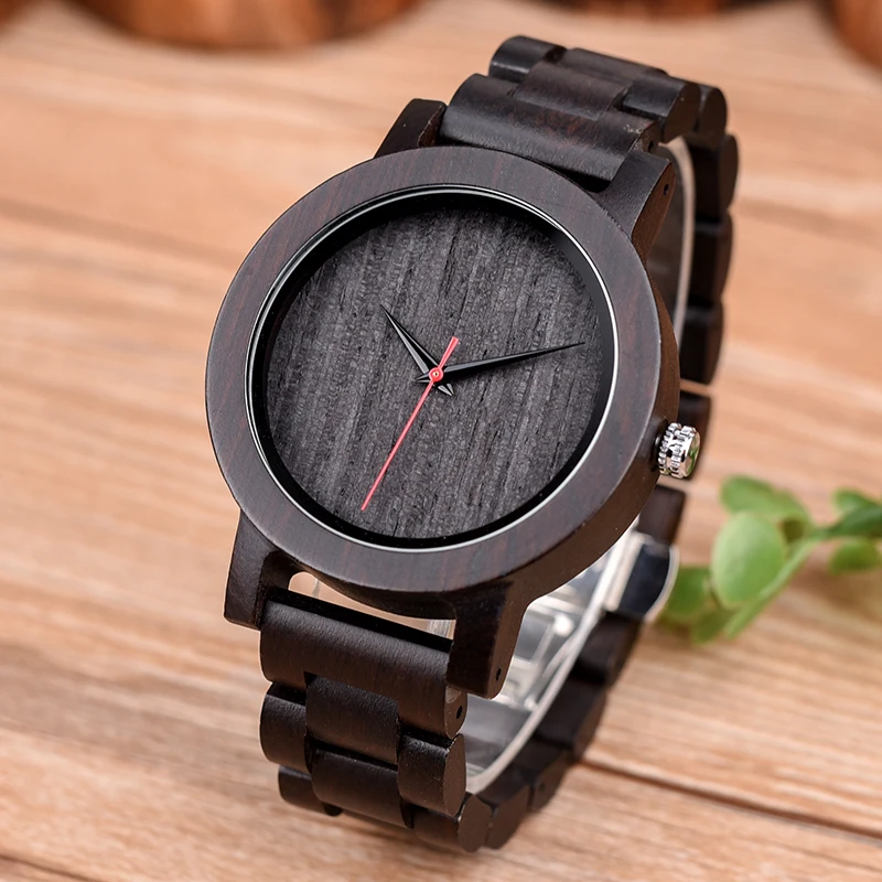 

DODO DEER Fashion Men's Wood Watch Analog Quartz Watch Engraving Customized Unique Personality Watch Black 06