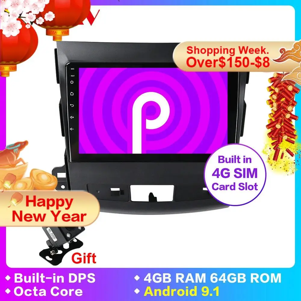 Автомобильный мультимедийный плеер Mitsubishi Outlander xl 2 Android 9 1 dvd gps навигация видео