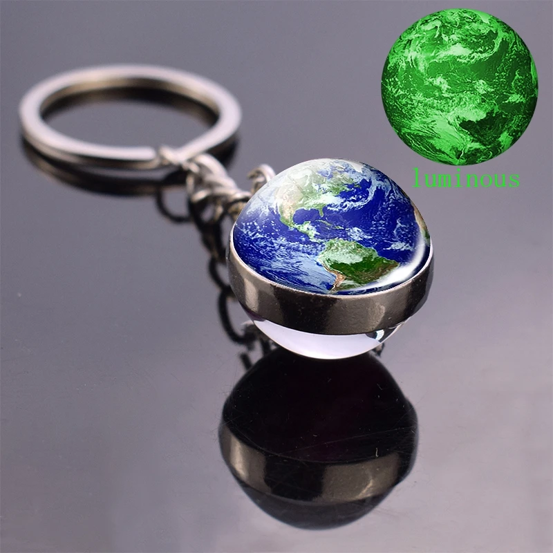 World Map Keychain Globe Earth Pendant Key Chain Luminous Keychain