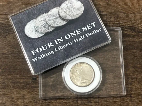 Four in One Walking Liberty Half Dollar Set Magic Tricks Stage Magia Mentalism Illusion Gimmick Props Coin Appearing Magica