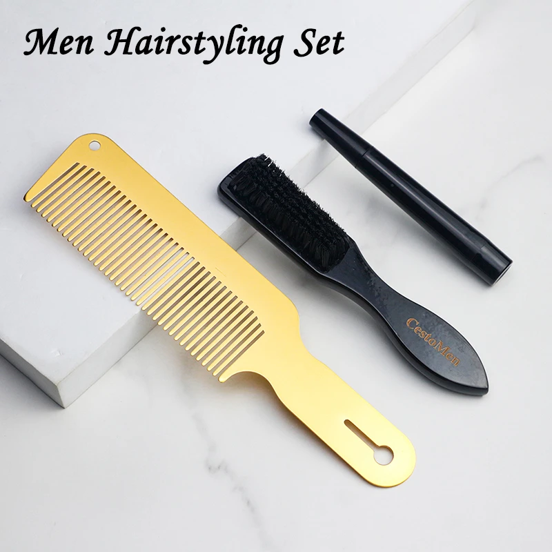 Hairstyling Set For Men Beard Hair Styling Accessories With Beard Filler  Pen,hair Comb,fade Brush Mature Men's Portable Styling - Combs - AliExpress