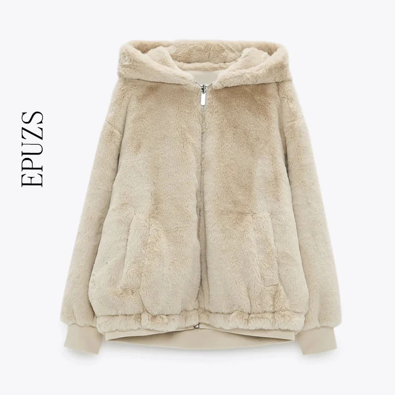 

Winter coat women thick Fur jacket fashion Wear on both sides warm hooded coat casual female winter fur coat 2021