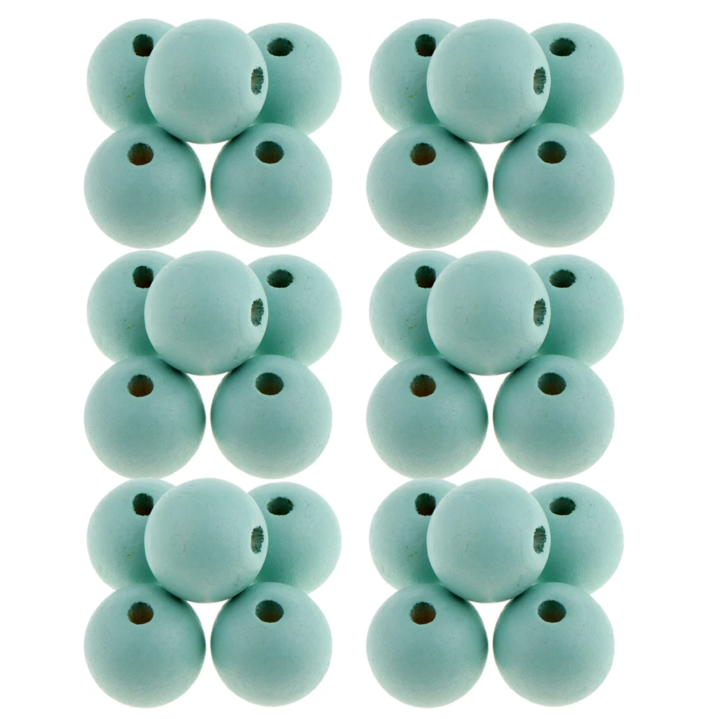 30 Pieces Round Ball Wood Spacer Beads DIY Necklaces Bracelets Jewelry Findings Charms 18mm Sewing Craft 